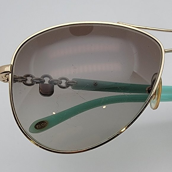 *SOLD* Tiffany & Co TF3034 6021/3M Gold Blue Frame Grey Lens Aviator Sunglasses - Picture 13 of 14